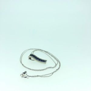 Sapphire and Diamond Pendant on a White Gold Chain